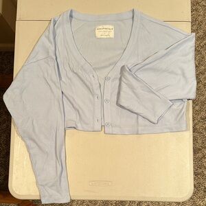Aeropostale Light Blue Cropped Cardigan